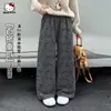 Calça de Outono para Meninas 2026 Novo Estilo para Crianças de Média e Mais Velhas Estampa Completa Desenho Animado Kuromi Diária Solta Calça de Perna Larga