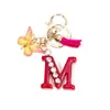 Llavero de Borla de Mariposa con Pedrería Transfronterizo con 26 Opciones de Letras, Colgante de Resina para Bolso, Accesorio de Regalo para Mejores Amigas
