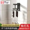 Estante de almacenamiento de pared para cocina sin perforaciones, gancho giratorio, espátula, cuchara, utensilios de cocina, artefacto montado en la pared
