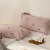 Funda de almohada de gasa de algodón estilo japonés, Funda de almohada de velo de algodón puro con estampado floral pequeño fresco, Funda de almohada suave y transpirable