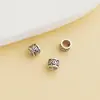 Prata Esterlina S925 Contas Cilíndricas Padrão Nuvem Auspiciosa Contas Rodadas Fio Trançado com Contas Artesanal para DIY Acessórios de Pulseira e Colar