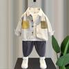 Ropa de Hombre Traje de moda de Primavera guapo bebé estilo coreano ropa de primavera y otoño traje de tres piezas de moda para bebés y niños