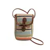 Bolsa tejida para teléfono móvil de color contrastante simple de verano 2026 Nueva bolsa de paja ligera casual para playa Bolso de hombro de nicho
