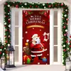 2026 Nuevo Cortina de Puerta Banner de Navidad Decoración de Fondo para Fotos al Aire Libre con Papá Noel y Cachorro