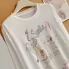 Blanco Ligeramente Transparente Delgado Estampado Digital Letras Estampado Animal Ropa con Protección Solar para Mujer, Hermoso Top Veraniego Transparente para Aire Acondicionado para Mujer