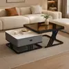 Mesa de centro de losa de roca de lujo ligero, sala de estar, diseño minimalista moderno todo en uno, adecuada para apartamentos pequeños, juego de mesa de centro para espacios pequeños