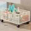 Estante de almacenamiento debajo del mueble del baño, organizador de piso para el baño, estante junto a la lavadora, carrito de almacenamiento para detergente de lavandería