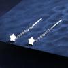 Pendientes de plata esterlina S999 para perforaciones nuevas, pendientes sencillos en forma de corazón, pendientes pequeños y frescos con borla de trébol, venta al por mayor