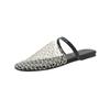 Sandalias Romanas Caladas Tejidas de Malla Niche Europeas y Americanas para Mujer Verano Nuevas Flats de Pescador Punta Redonda Zapatillas Medias