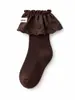Calcetines cortos de algodón peinado para niños, con volantes de encaje grandes, estilo coreano, sin costuras, suministro directo de otoño EM268