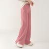 Outono e Inverno novos calças femininas de perna larga com fenda lateral 100% lã pura cor sólida moda calças de varrer moda calças de malha simples moda