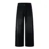 Ropa para Hombre Shanggu: Jeans americanos de calle exclusivos transfronterizos, lavados, de pierna ancha para hombre, tiro medio, pierna recta, largos hasta el suelo, de mezclilla