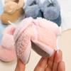 Zapatos de bebé recién nacido suela suave antideslizante zapatos de algodón para bebé otoño e invierno 3-6 meses sin talón que se cae forrado de vellón 0-1 años