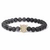 Pulsera transfronteriza nueva micro-incrustada cabeza de leopardo piedra volcánica aromaterapia con aceites esenciales pulsera para hombre pulsera elástica joyería al por mayor