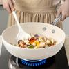 Cerâmica Wok Panela Antiaderente Concha Doméstica Porcelana Wok Maifan Pedra Fundo Plano Frigideira Profunda Fogão de Indução Utensílios para Fritar a Gás