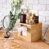 Caja de pañuelos multifuncional de madera maciza, caja de pañuelos integrada para almacenamiento de cosméticos de escritorio, caja de almacenamiento para tocador de dormitorio