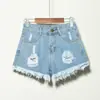 Shorts de mezclilla holgados de cintura alta estilo coreano para mujer, de verano, talla grande, rotos, adelgazantes, deshilachados, de pierna ancha, línea A, hot pants para mujer