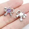 Aretes hechos a mano para armar, collares, colgantes pequeños, forma de corazón de aleación, moño, tulipán, colgantes morados, accesorios de joyería para armar