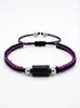 Moda sencilla piedra natural turmalina negra turmalina cuerda de mano tejida a mano ajustable joyería para hombres y mujeres venta al por mayor