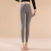 Leggings térmicos para primavera y otoño, pantalones base deportivos sin costuras, pantalones interiores de algodón cálido, talla grande, pantalones de yoga ajustados petite
