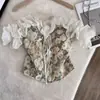 Top strapless floral estilo francés para mujer, nuevo top sin mangas tipo corsé de ballenas con retazos vintage, primavera temprana 2026