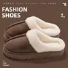 Pantufas de Algodão Altas para Casais Outono e Inverno Pantufas de Algodão Internas para Casa Antiderrapantes de Sola Grossa Pelúcia Quente Pantufas de Casal