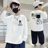 Camiseta de Manga Larga 100% Algodón para Niños Otoño Ropa Infantil Holgada Cuello Redondo Tallas Mediana y Grande Camiseta Interior de Niño con Dibujos Ropa Infantil