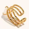Anillo Abierto Transfronterizo Europeo y Americano de Acero Inoxidable Chapado en Oro de 18 Quilates, Moderno, Elegante, de Gama Alta, Joyería de Lujo Ligero para Mujeres