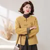 Nuevo Abrigo de Lana Estilo Chino Nacional para Mamá, Ropa de Otoño/Invierno para Mujeres de Mediana Edad y Mayores, Elegante Top de Lana de Doble Cara con Cuello Redondo