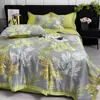 Juego de Edredón de Seda Helada Lavable de Verano de Cuatro Piezas, Edredón Refrigerante Individual/Doble para Aire Acondicionado, Edredón Fresco de Verano, Juego de Ropa de Cama de Edredón Delgado, Venta al por Mayor y Dropshipping