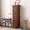 Gabinete Lateral Ultradelgado, Gabinete de Almacenamiento Estilo Cajón Retro, Gabinete de Almacenamiento Tipo Cajón Multicapa, Gabinete de Almacenamiento Pequeño de Madera Maciza