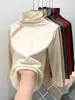 Camiseta Térmica de Micropolar con Cuello Alto H569 para Mujer, Top Grueso de Manga Larga Cepillado por Ambos Lados para Otoño e Invierno