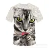 Camiseta de Manga Curta Masculina e Feminina para o Verão 2024 Estampa Digital 3D Gola Redonda Camisa de Manga Curta Solta