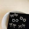 Aretes de Lazo Hueco Estilo Coreano para Mujer, Dulces Aretes Pequeños de Perla Fragante, Aretes Simples, Compactos y a la Moda