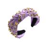 Diadema de aleación europea y americana con diamantes, moderna, combinable con todo, con mariposa y cuentas doradas, accesorios para el cabello, elegante, de ala ancha, anudada en el medio, diadema de tela