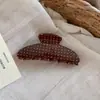 Acessório de cabelo pinça de garra grande com bolinhas cor de café presilha de cabelo para mulheres nuca presilha tubarão estilosa cabelo versátil