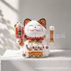Gato da Sorte Cerâmico de 8 polegadas, a Bateria ou na Tomada, com Aceno de Mão, Decoração de Mesa para Casa, Presente para Abertura de Negócios ou como Enfeite de Presente Empresarial