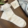 Calcetines de Rizo con Lazo de Encuesta de la Nueva Serie Delgada Blanca de Primavera y Verano, Calcetines de Algodón para Niña Japonesa de Media Caña, Calcetines de Mujer al por Mayor