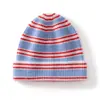 Nuevo Sombrero Rayado de Cachemira para Niños de Otoño e Invierno Grueso Cálido Sombrero de Viaje de Punto con Bloques de Color Sombrero para el Frío para Exteriores