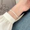 Pulsera Coreana de Lujo Accesible de Alta Gama Elegante de Doble Capa Enrollada con Perlas de Plata Rota para Mujer Estilo Frío Moda Versátil Joyería de Mano