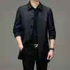Jaqueta corta-vento masculina exclusiva transfronteiriça de comprimento médio com lapela, adequada para trajes business casual, administrativos e de servidor público