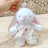 Falda Floral Auténtica de Conejo Wendy 16cm Colgante de Peluche Muñeca Estilo Pastoral Llavero para Mochila Escolar Pequeño Regalo Venta al por Mayor
