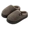 Pantuflas de algodón con suela gruesa para mujer, forradas de felpa, cálidas y duraderas, pantuflas para el hogar para invierno, cerradas para interior, cómodas pantuflas de algodón para el hogar para hombre, venta al por mayor
