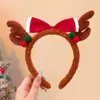 Accesorios para el Cabello de Año Nuevo y Navidad, Aro para el Cabello de Felpa Roja con Lazo, Adorno para la Cabeza de Ciervo Lindo, Pasador, Diadema para Fotos