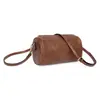 Bolsa pequena macia de couro simples e moderna para mulheres, nova bolsa versátil de ombro e transversal em PU para a primavera de 2026, bolsa redonda tipo barril almofadado
