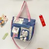 Bolso de lona para mujer, de hombro, pequeño, fresco, portátil, para libros, de gran capacidad, bandolera, para estudiantes, versátil, estilo japonés, bolso de tutorial, moda