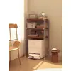 Estantería de Almacenamiento de Acero y Madera Estilo Japonés, Estante de Almacenamiento de Pie, Estantería para Balcón, Estantería para Libros, Soporte para Robot Aspirador, Estante Alto