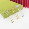 Horquilla de Flor de Nube Auspiciosa en Forma de U Estilo Antiguo Hierro DIY Flor de la Dinastía Han Adorno para el Cabello Dos Puntas Ola Electroforesis Galvanoplastia Accesorios para Horquillas