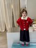 2025 Ropa Nueva de Otoño para Niños Estilo Coreano Ropa para Niños Suéter Bordado de Gato Lindo para Niñas Cárdigan Rojo
