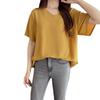 Pijamas de Algodón Seda para Mujer Verano Color Sólido Manga Corta Algodón Cuello en V Camiseta Top Nuevo Delgado Talla Grande Algodón Artificial Ropa para el Hogar